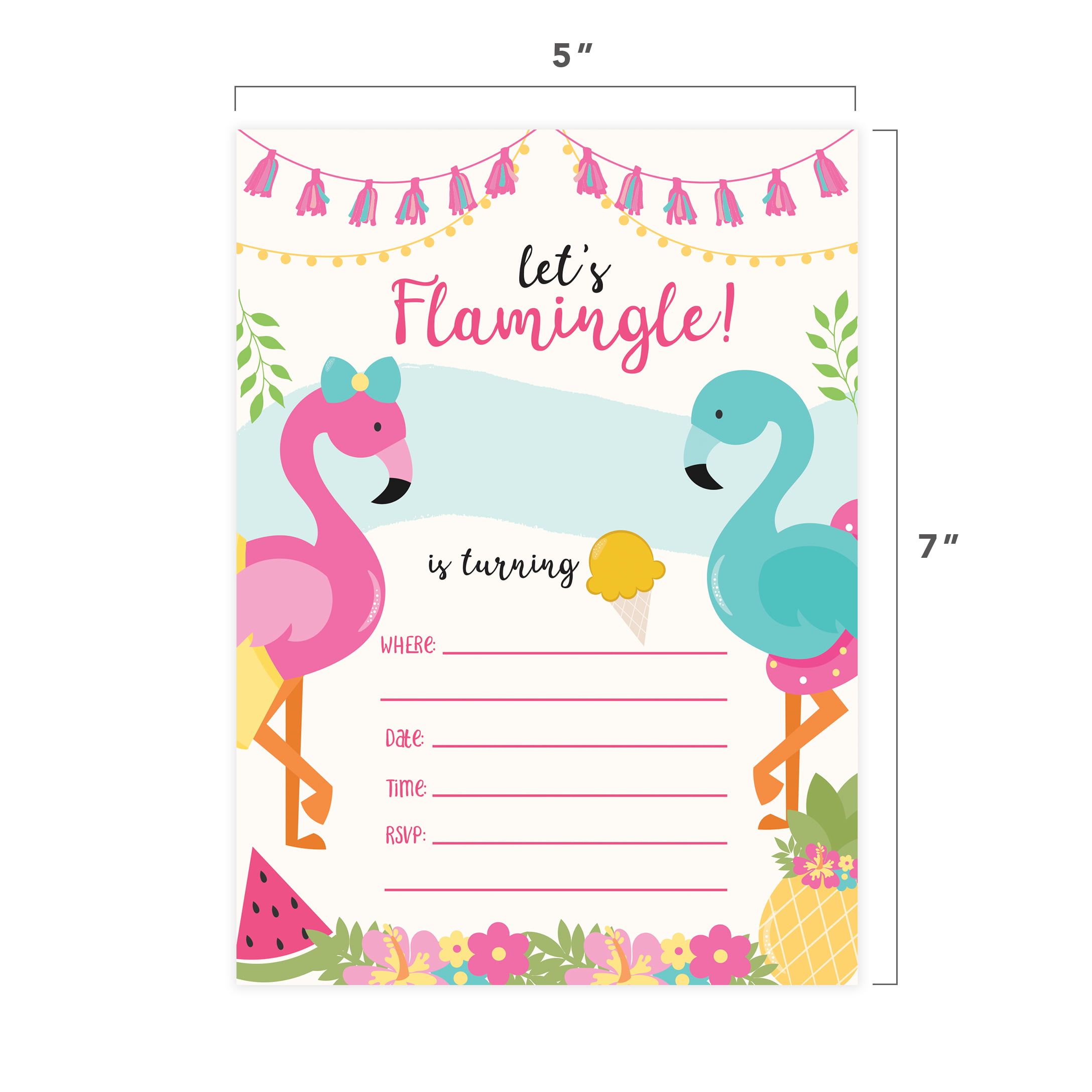 10pcs flamingo invitations cards baby shower happy birthday party invitations RS 