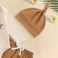 thumbnail image 6 of TOWED22 Baby Boy Clothes Newborn Infant Boy Outfits Romper Hat Pants 3Pcs Clothing Set for 0 3 6 9 12 18 24 Month Boys,Beige,0-3 M, 6 of 6