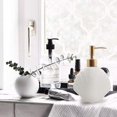 thumbnail image 4 of Dispensador de jabón en forma de concha, botella de loción de cerámica blanca con bomba dorada mate, decoración para el hogar, baño y cocina., 4 of 5