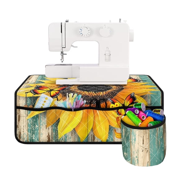 HELLHERO Sunflower Sewing Machine Pad Premium Fabric Sewing Accessories Storage Bag for Woman Gifts Ideal For Sewing Classes & Home Use