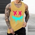 thumbnail image 2 of UVEASISHA Mens Sleeveless Muscle Shirts Funny Smiley Face Graphic Gym Tank Tops Summer Casual Athletic Running Shirt Cool Streetwear Workout Tanks Yellow 4XL, 2 of 6