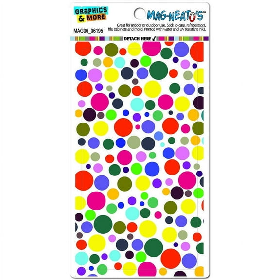 Rainbow Polka Dots White Automotive Car Refrigerator Locker Vinyl Magnet