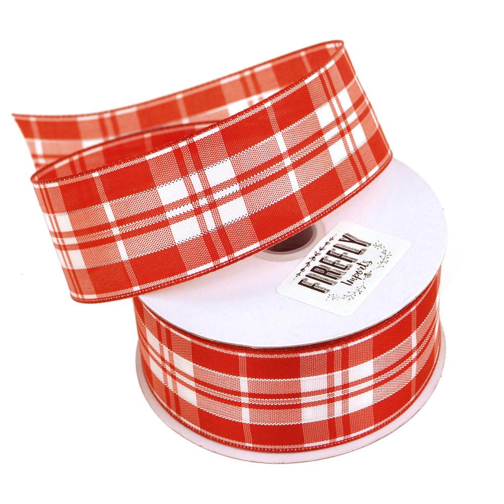 Plaid Checkered Holiday Christmas Ribbon Wired Edge, 11/2Inch, 10
