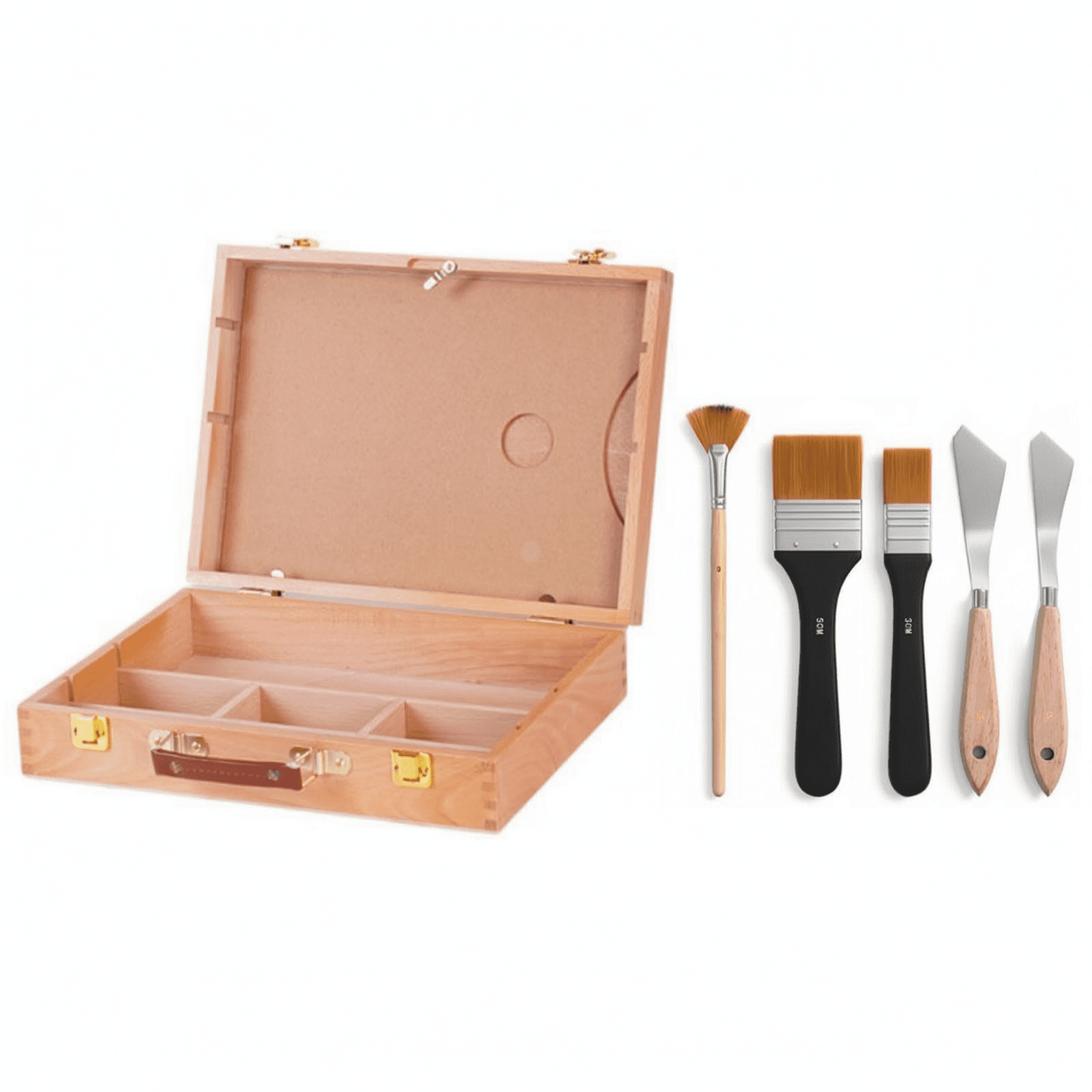Sharprepublic Artist Supply Storage Box Organizer Case Compact Sketch Wood Brushes Palette Tool Kit Versatile Paint Oil Medium Painting Beginners Students