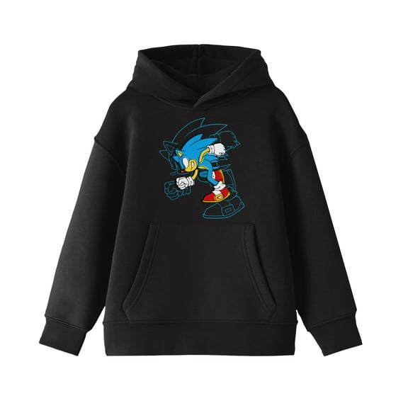 Bioworld Sonic the Hedgehog (Modern) Running Youth Black Graphic Hoodie-Medium