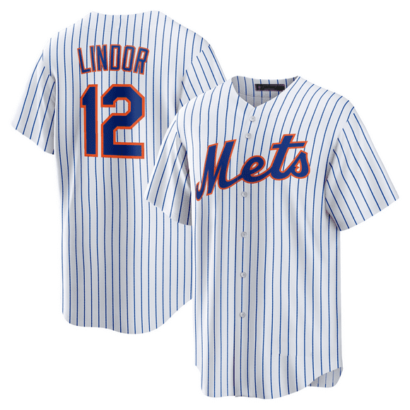 Men's New York Mets White #12 Francisco Lindor Replica Player Name Baseball Jersey—WL