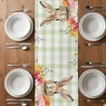 thumbnail image 4 of Table Runner 36 Inches Long for Kitchen Dining, Easter Bunny Dresser Scarf Farmhouse, Dining Table Decorations for Wedding/Parties, Spring Watercolor Flower Green Plaid 13 x 36 In, 4 of 8