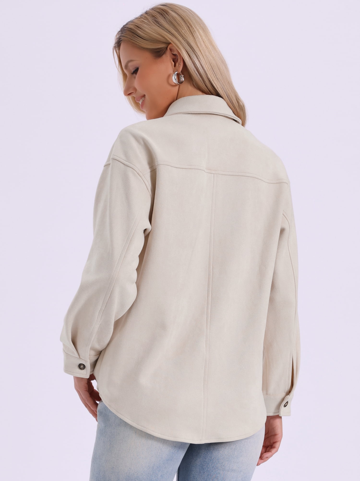 DARING DIVA Women's Turn-Down Collar Long Sleeve Button Down Jacket M Apricot