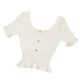 thumbnail image 3 of Camiseta de punto para mujer, manga corta, cuello cuadrado, corte ajustado, botón superior, blanco Methold  AP001523-04B, 3 of 7
