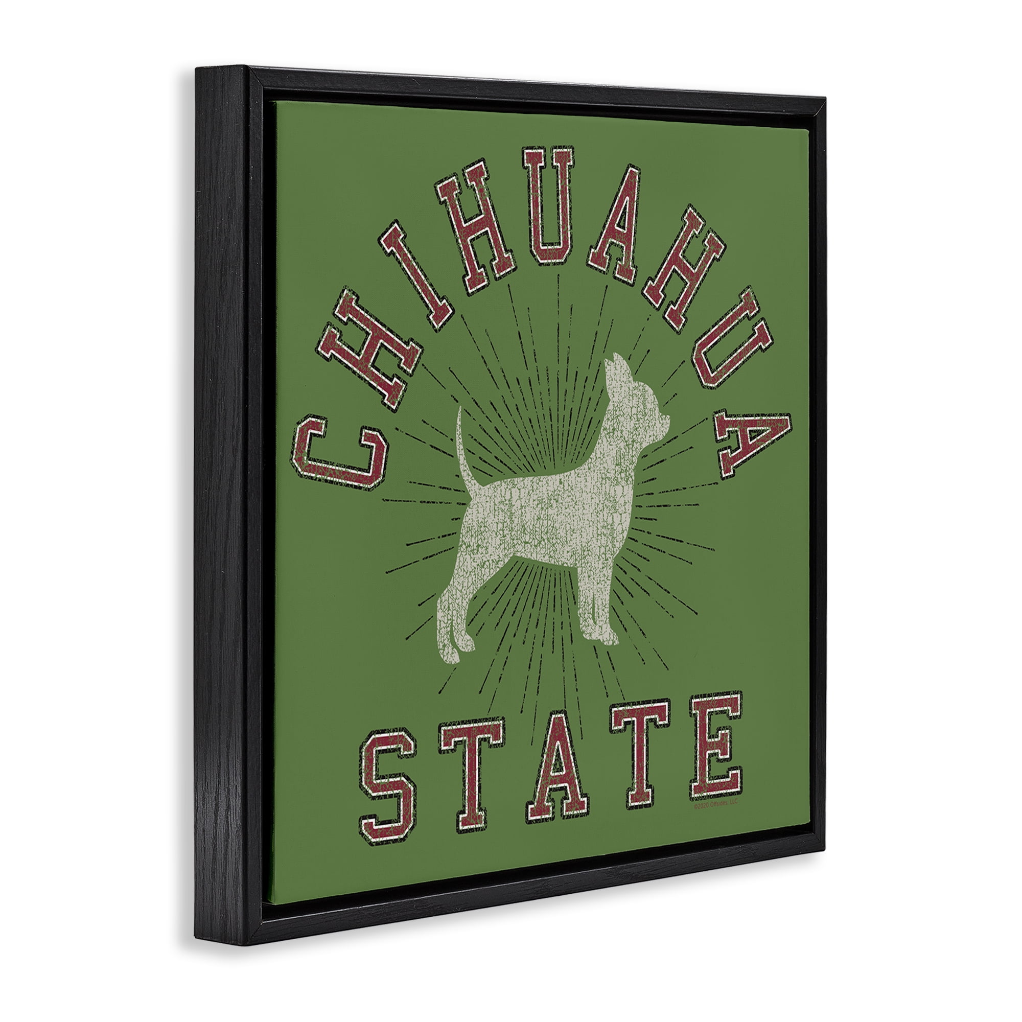 Stupell Industries Vintage Chihuahua State Novelty & Humor Painting Black Floater Framed Canvas Art Print Wall Art, 25 x 25