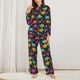 thumbnail image 2 of Fotbe Colorful Dinosaur Conjunto de Pijama de Manga Larga para Mujer con Estampado, Ropa de Dormir de 2 Piezas, Conjunto de Casa Suave y Cómodo con Bolsillos-X-Large, 2 of 7