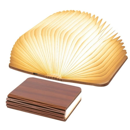 

XIUDI 8 Colors Mini Folding Book Lamp Portable Wooden Book Lights Desk Light Novelty LED Paper Lante