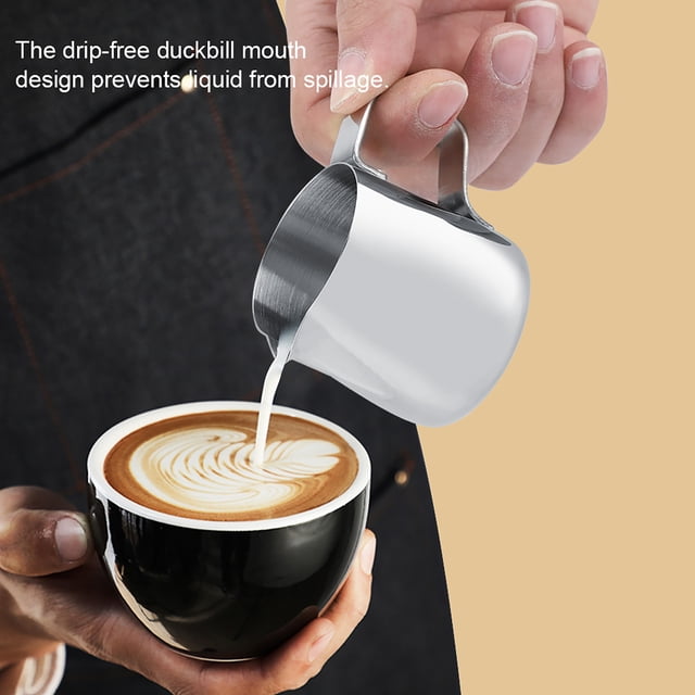 Taza para espumar leche, jarra de café de acero inoxidable para espumar leche, diseño de última generación Jadeshay A