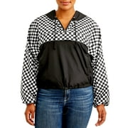 No Boundaries Juniors' Plus Size Printed and Solid Popover Windbreaker Jacket