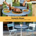 thumbnail image 6 of Elastic Fitted Round Tablecloth, Blue Waterproof Stretch Table Cover for 45"-54" Tables, Vintage Modern Abstract Art Ombre Washable Outdoor Tablecloths for Patio, Picnic, Camping, 6 of 9