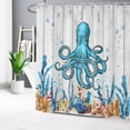 thumbnail image 2 of HVEST Funny Blue Octopus Shower Curtain for Bathroom Colorful Coral and Seagrass Underwater World Bathroom Shower Curtains with Hooks, Farmhouse Grey Plank Bathroom Curtains Shower Set 72x78 inch, 2 of 6