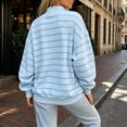 thumbnail image 4 of DISKEBUISS Women's Striped Mock Neck Sweatshirt Casual Loose Long Sleeve Pullover Tops Fashion Shirts for Fall Daily, 4 of 5