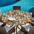 thumbnail image 5 of Sunflower Pumpkins Round Tablecloth 45-54 Inch Round Fitted Table Cloth with Elastic Edge, Fall Botanical Leaves Black Check Waterproof Table Cover Protector for Outdoor Picnic Party Dining, 5 of 6