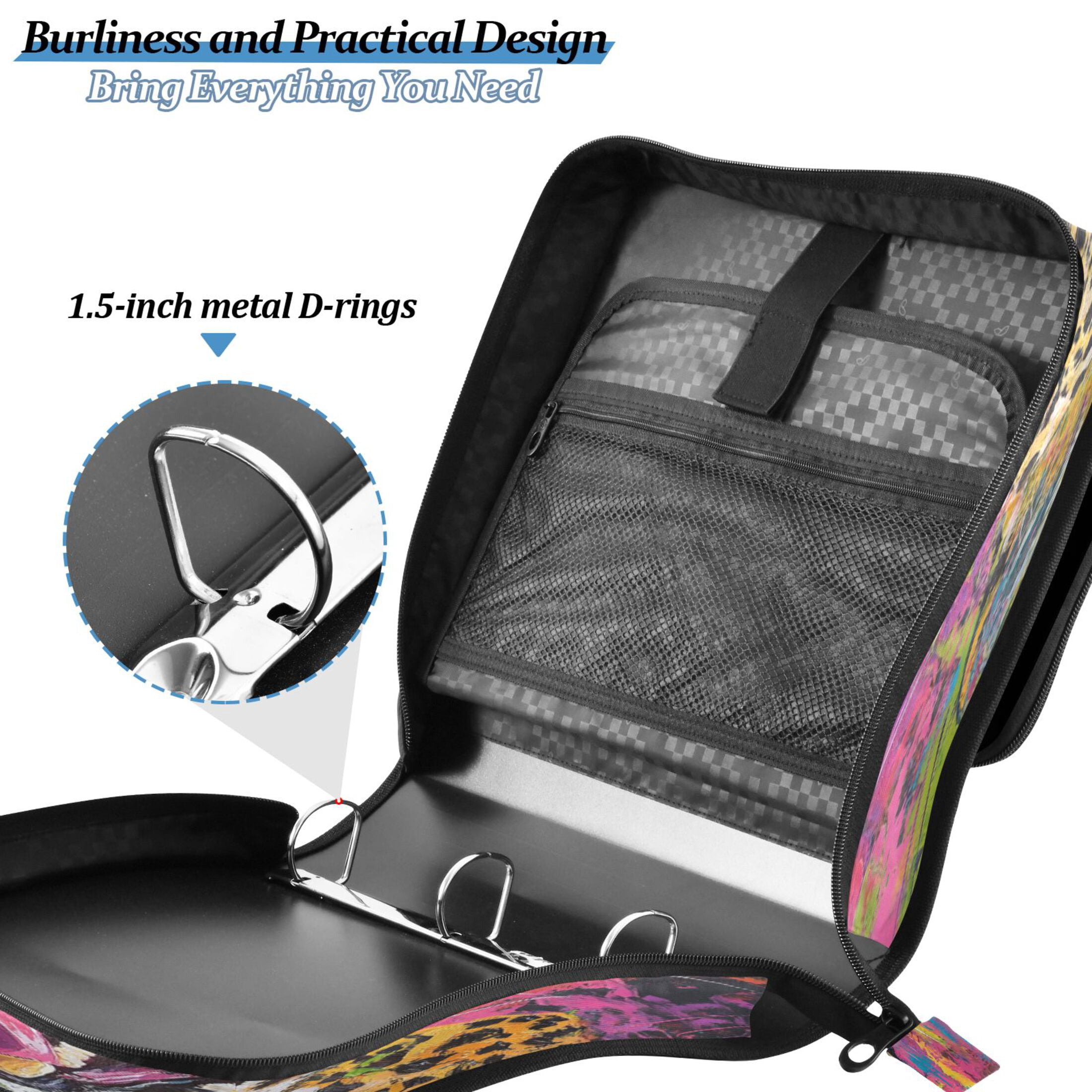 YAZAOO Zipper Binder trapper keeper Documents Organized Design Fierce Feline Roar Printed