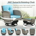 thumbnail image 6 of 3-Piece Outdoor Swivel Rocker Chairs, 360° Patio Rattan Wicker Swivel Rocking Chair Set with Thickened Cushions and Glass Coffee Table, Max Weight 360 LBS, Light Blue, 6 of 8