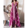 thumbnail image 7 of Women Floral Print Backless Sexy Beach Bohemian Maxi Dress Lady High-Low Tassel Strapless Vacation Boho Dress, 7 of 7