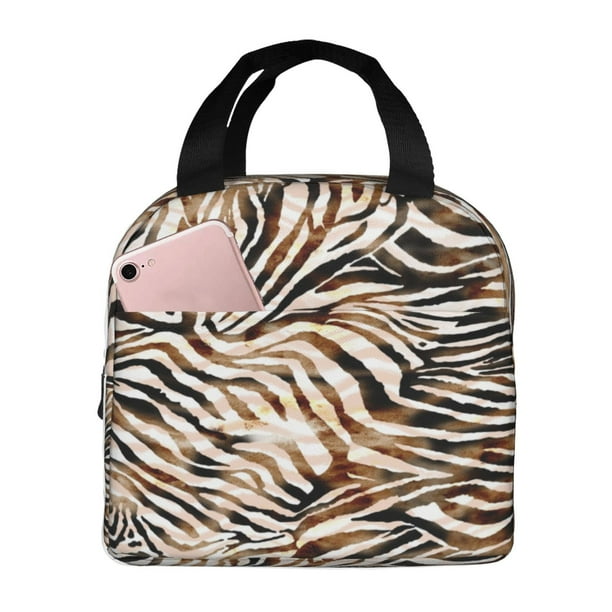 Easygdp Watercolor Zebra Bolsa Térmica Premium - Tela Oxford Impermeable, Gran Capacidad, Bolsillo Frontal, Unisex para Trabajo, Escuela, Actividades al Aire Libre y Picnics