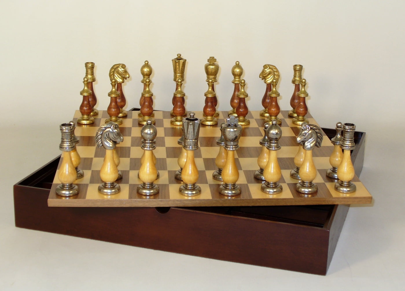 TRAIN Chess Set W/ 14" Ebony & Maple Wood Veneer Board