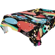 SKYSONIC Mardi Gras Tablecloth Waterproof Washable Polyester Square Table Cover Durable Tablecloth for Kitchen Dining Table Party Decor (54 X 72 Inch)