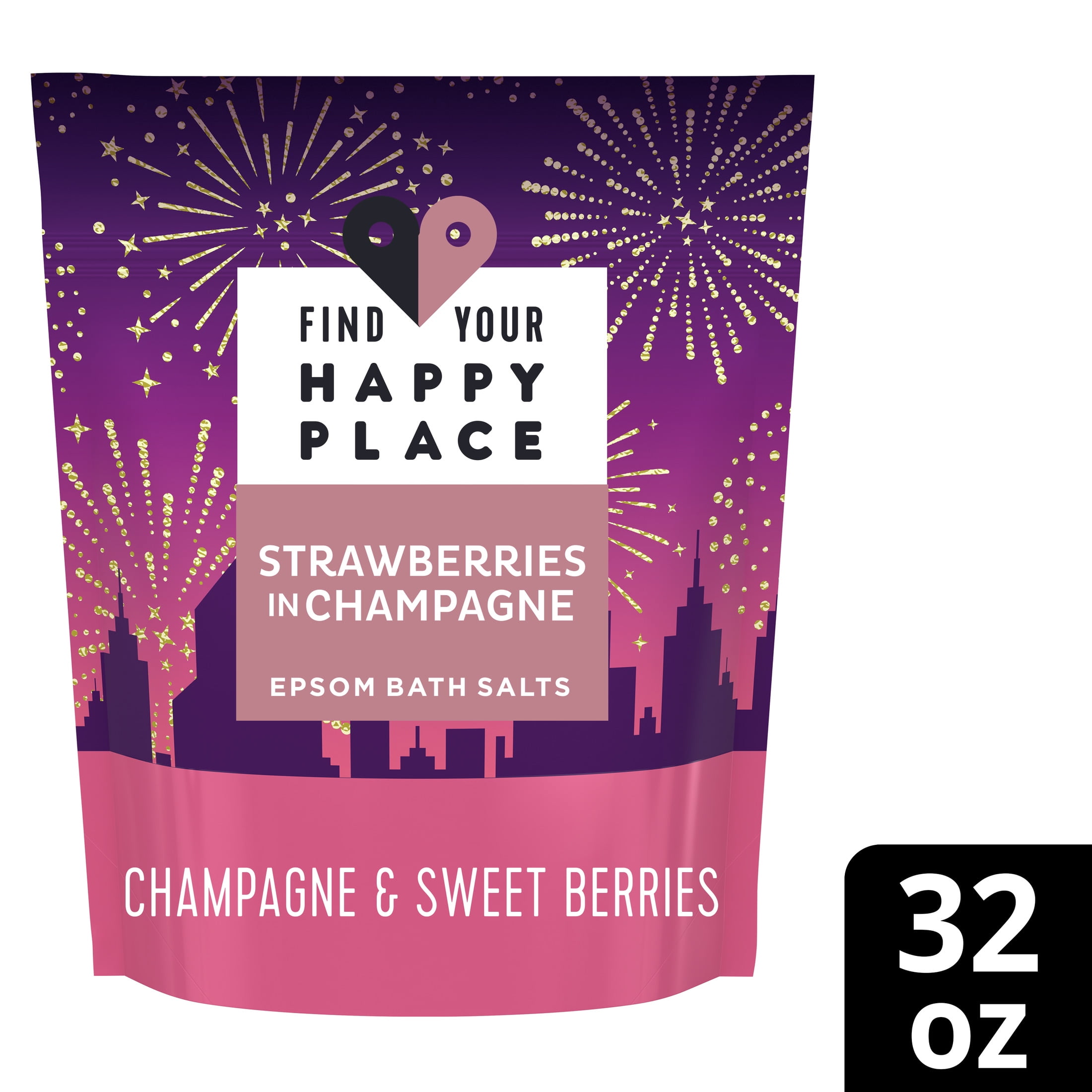 Find Your Happy Place Epsom Bath Salts Strawberries in Champagne Sweet Berries and Champagne 32 oz