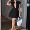 thumbnail image 3 of Fashion Womens Summer Casual Sexy Deep V Neck Sleeveless Suit Dress Without Pocket Women's Casual Lost Ink Dresses Misses Dresses Casual Tunic Dress Daily Wear Dresses for Women Summer Dresses for, 3 of 8