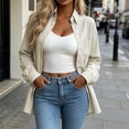 thumbnail image 4 of Ashirexll Winter Coats for Women Long Sleeve Solid Color Button Front Lapel Collar and Pockets Shirt Coats, 4 of 6