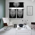 thumbnail image 5 of Crystal Chandelier Kitchen Curtains Valances and Tiers Set of 3 Candle Vintage Abstract Black Background Tier Curtains and Valance with Rod Pocket for Small Windows, 27.5"x24", 5 of 9