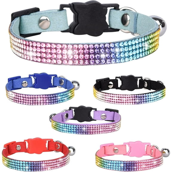 1 Pack Pet Collar, Rhinestone Cat Collar with Bell Breakaway Adjustable Safety Buckle for Cat Kitten Dog