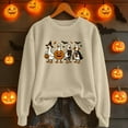 thumbnail image 2 of Halloween Sweatshirts for Women Funny Witch Hat Pumpkin Face Print Long Sleeve Shirts Fall Winter Casual Crew Neck Loose Blouses, 2 of 5