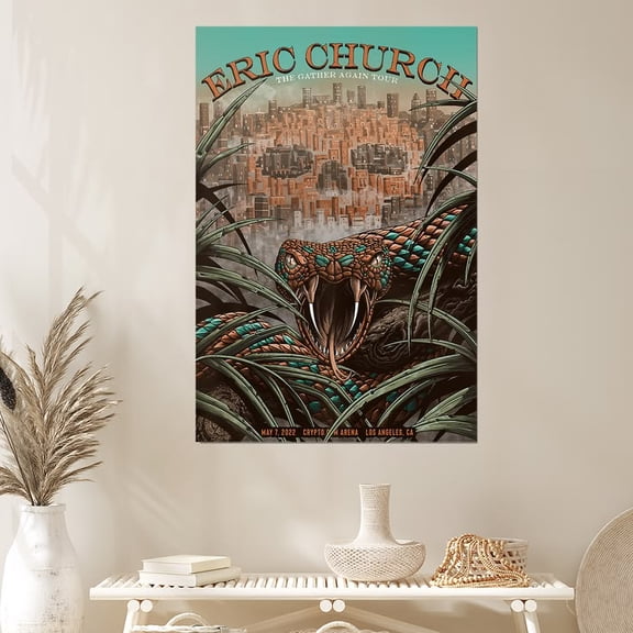 Eric Church Show Poster - Los Angeles, CA 5-7-22 Size 24''x36'' Goldengate