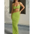 thumbnail image 4 of Women'S 2 Piece Sets Summer Beach Sexy- Ruched Backless - Top and Cut Out Skirt Night Out Dress Green M, 4 of 6