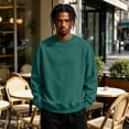 thumbnail image 3 of Dwellite Men's Crewneck Sweater Long Sleeve Pullover Sweaters Business Casual Lightweight Stretch Sweaters for Fall Winter Dark Green XL, 3 of 9