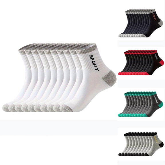 Bxsruta Men'S Moisture Wicking Breathable Cushioned Crew Athletic Socks for Running Hiking 20 Pack