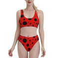 thumbnail image 2 of Picia Ladybug Pattern Women's High Waisted Bikini Scoop Neck Swimsuit Two Pieces Bathing Suit-, 2 of 8