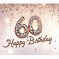 thumbnail image 4 of Yatrandify Rose Gold Theme Happy Birthday Banner Diamond Number Festive Design Milestone Celebration Banner for 60th Birthday Indoor Outdoor Party, 4 of 8