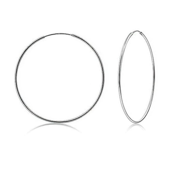 My Daily Styles 925 Sterling Silver Hoop Earrings for Women Lightweight Endless Silver Thin Hoops 50MM 2" Inch (Silver)