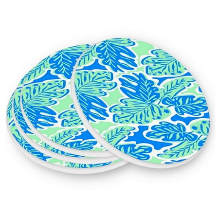

Round Coasters Modern Style Ceramic Coaster Waterproof and Durable Drink Coaster Coasters set of 4 Customizable Coasters 2pcs Fresh Tropical Foliage