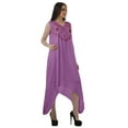 thumbnail image 3 of Moomaya Robe de Plage pour Femmes Sans Manches en Rayonne Unie à Ourlet Asymétrique pour Fête, 3 of 5