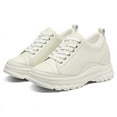 thumbnail image 2 of CMR CHAMARIPA Height Increasing Sneakers - Off White Leather Casual Elevator Shoes For Women 2.76 Inches / 7 CM, 2 of 8