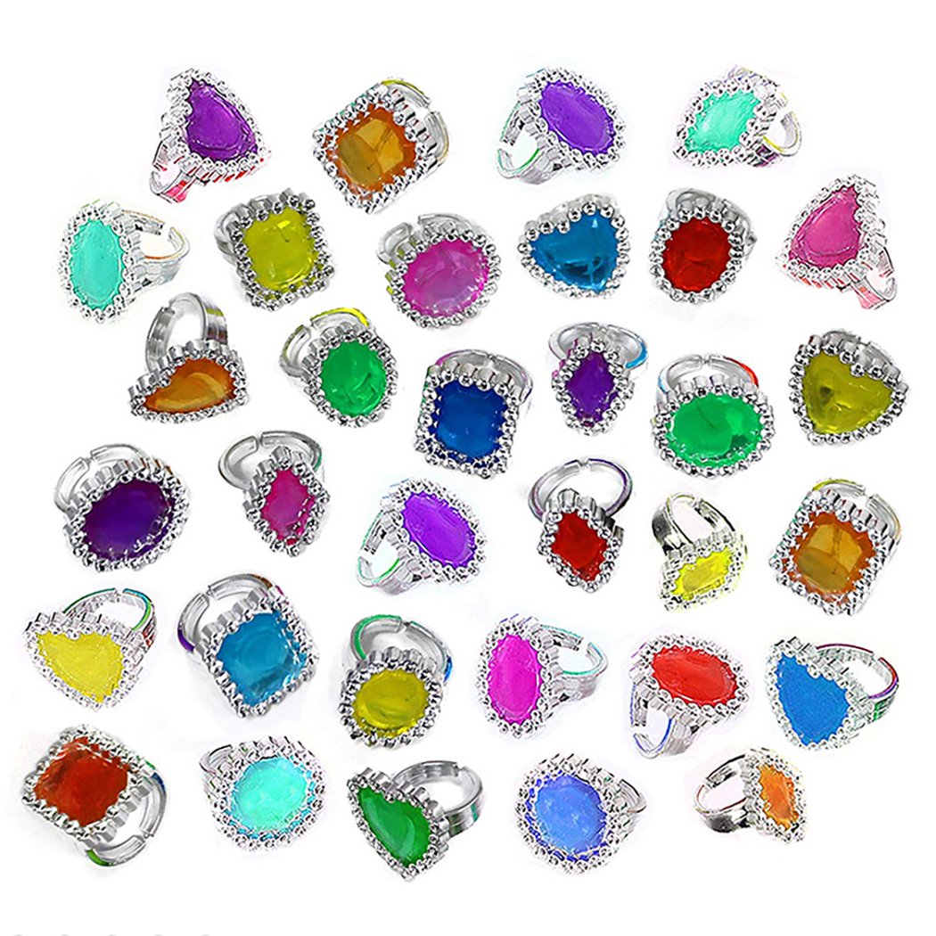 12 Bagues Princesse Pour Enfants Filles - Bijoux Ajustables Cadeau Fête Et Déguisement