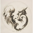 thumbnail image 3 of Gaetano Piccini 12x12 Black Modern Framed Museum Art Print Titled - Two Grotesque Heads Facing One Another Within a Circle (1727), 3 of 5