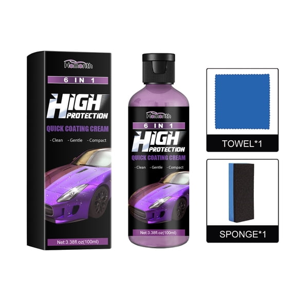 Qholemyo 6-In-1 Car Coating Paste Wipe On Clear Coat For Cars Strong Scratch And Wear Protective Layer