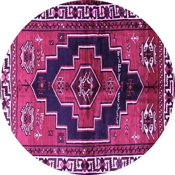 Ahgly Company Indoor Round Persian Purple Traditional Area Rugs, 4' Round