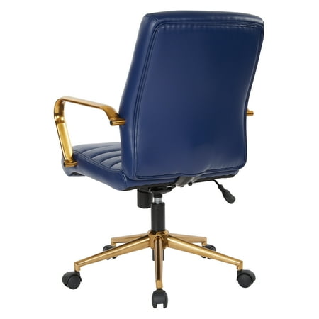 OSP Home Furnishings - Baldwin 5-Pointed Star Faux Leather Office Chair - Navy