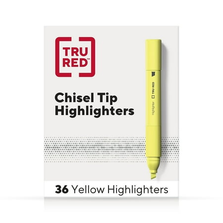 TRU RED Tank Highlighter with Grip Chisel Tip Yellow 36/Pack TR54581